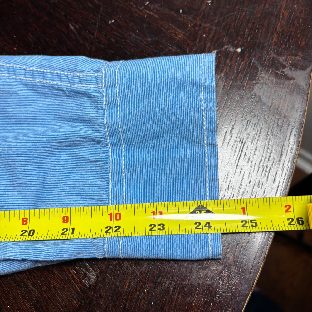 Rafter C Cowboy Collection Mens Blue White Pinstriped Western Pearl Snap Button - Picture 8 of 8
